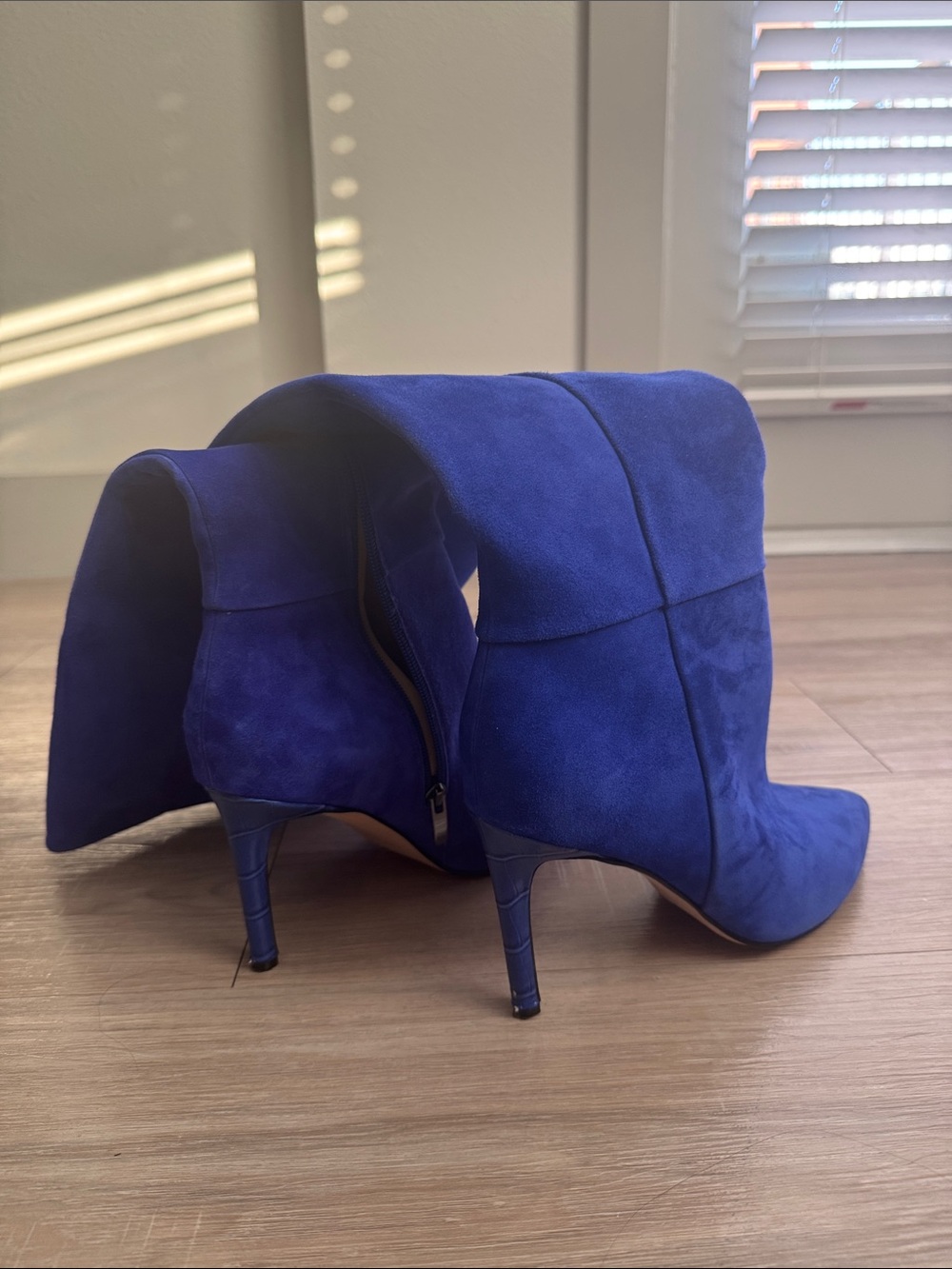 NINE WEST Blue Suede Knee-High Stiletto Boots, 9.5 - Picture 3 of 5